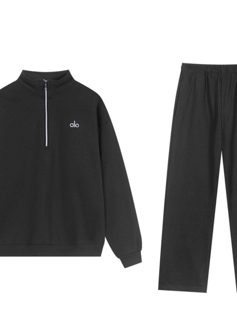 ALO Yoga Men's Black Half-Zip Pullover Sweatshirt